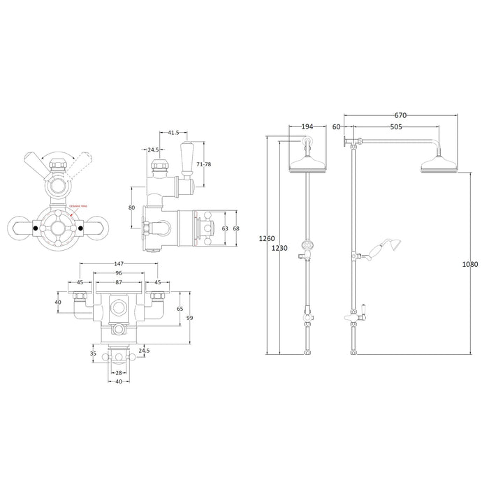 BC Designs Victrion 1 Outlet Thermostatic Exposed Shower
