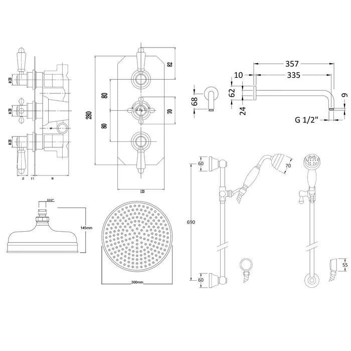 BC Designs Victrion 2 Outlet Thermostatic Concealed Shower