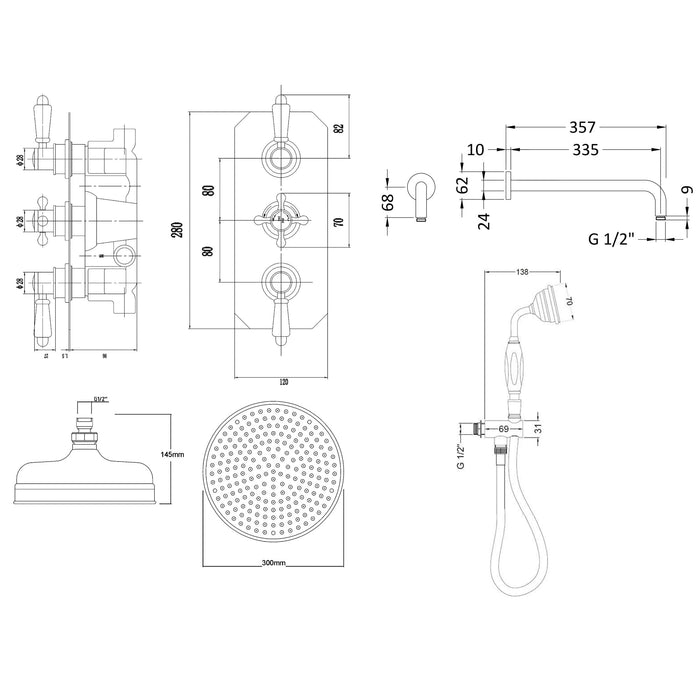 BC Designs Victrion 2 Outlet Thermostatic Concealed Shower