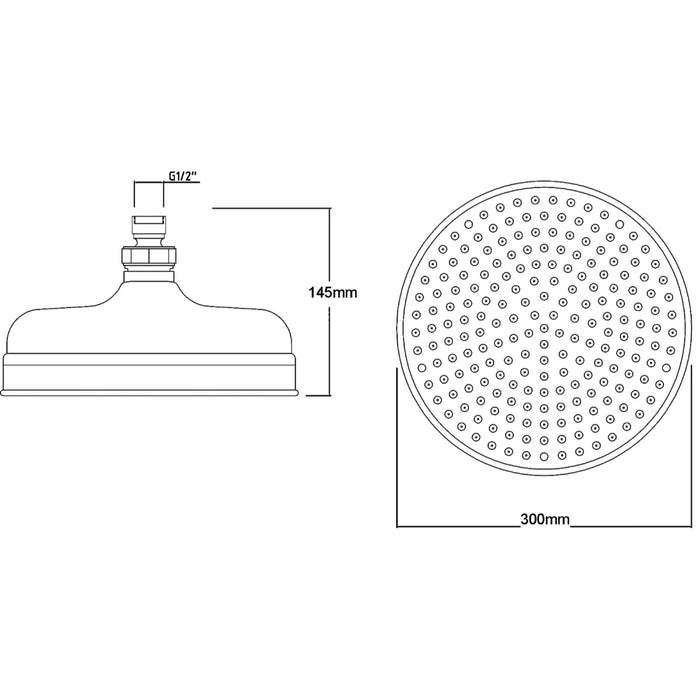 BC Designs Victrion 8 Inch Round Fixed Shower Head - Nickel