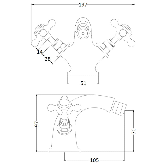 BC Designs Victrion Crosshead Mono Bidet Mixer Tap