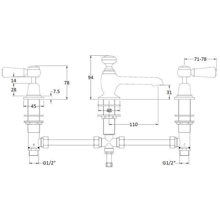 BC Designs Victrion Lever Basin Mixer Tap with PopUp Waste