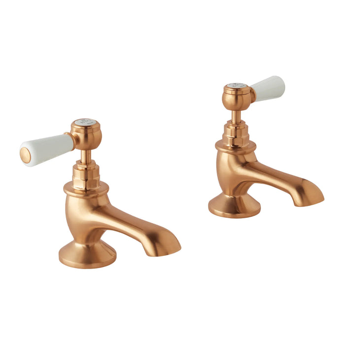 BC Designs Victrion Lever Bath Pillar Taps Pair - Brushed