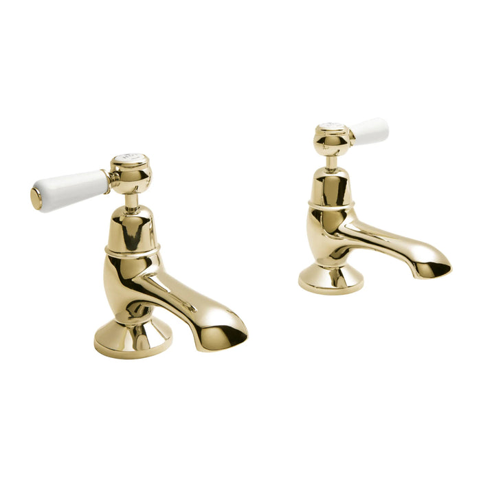 BC Designs Victrion Lever Bath Pillar Taps Pair - Gold