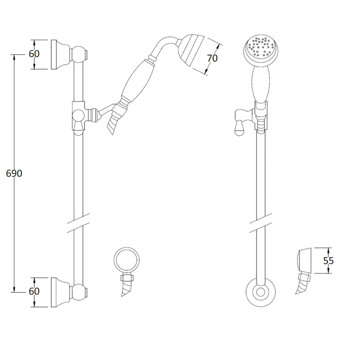 BC Designs Victrion Traditional Slide Rail Kit - Shower
