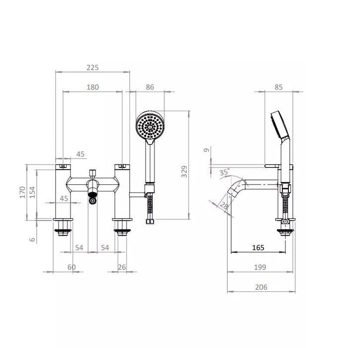 Britton Hoxton 2.0 Deck Mounted Bath Shower Mixer Tap
