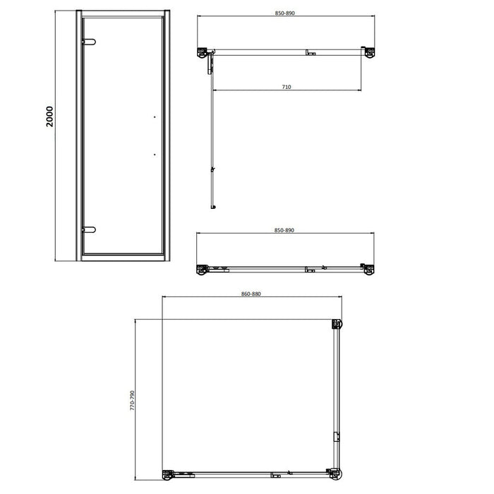 Burlington Classique Hinged Shower Door With Side Panel