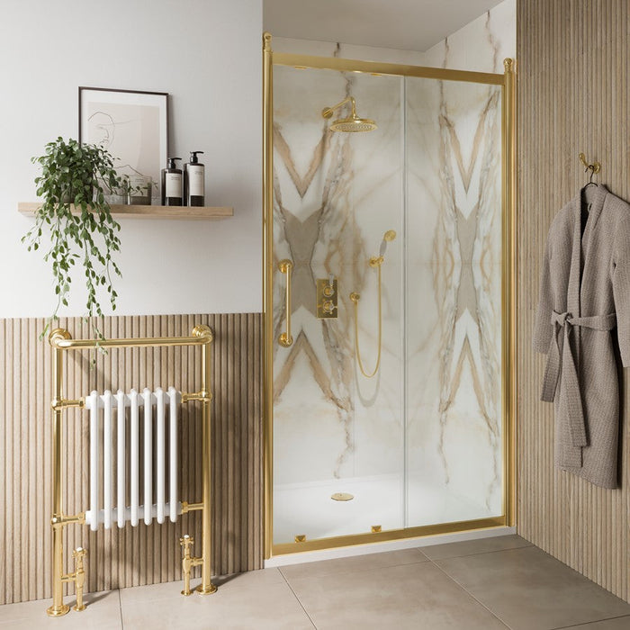 Burlington Classique Recessed Sliding Shower Door - Gold