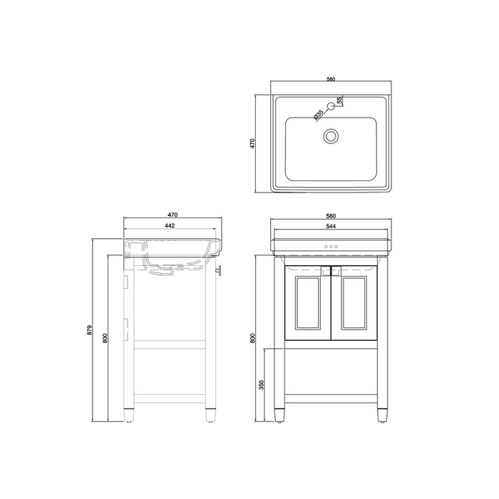 Burlington Riviera 2 Doors Floor Standing Vanity Unit