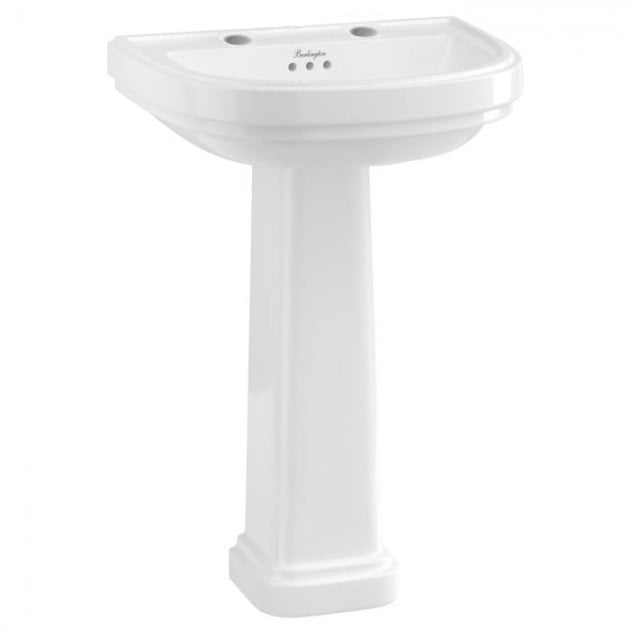 Burlington Riviera D shape Basin With Full Pedestal - White