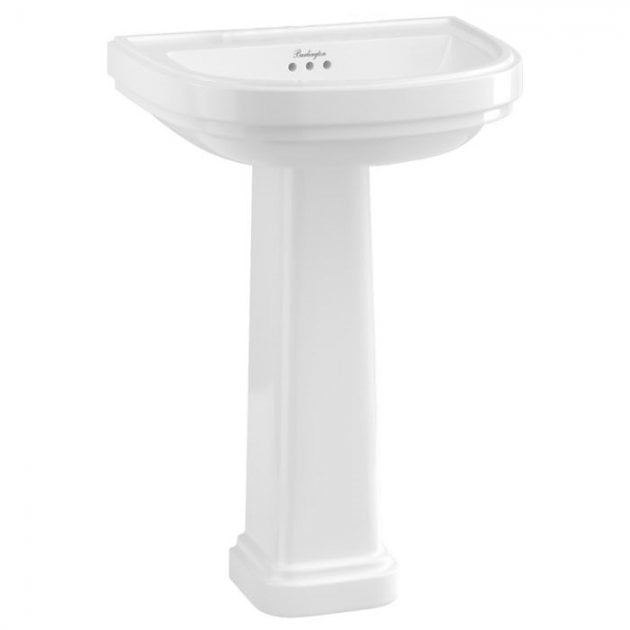 Burlington Riviera D shape Basin With Full Pedestal - White