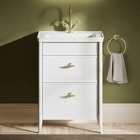 Burlington Strand 600mm 2 Drawer Floorstanding Vanity Unit with Ceramic Basin & Handles