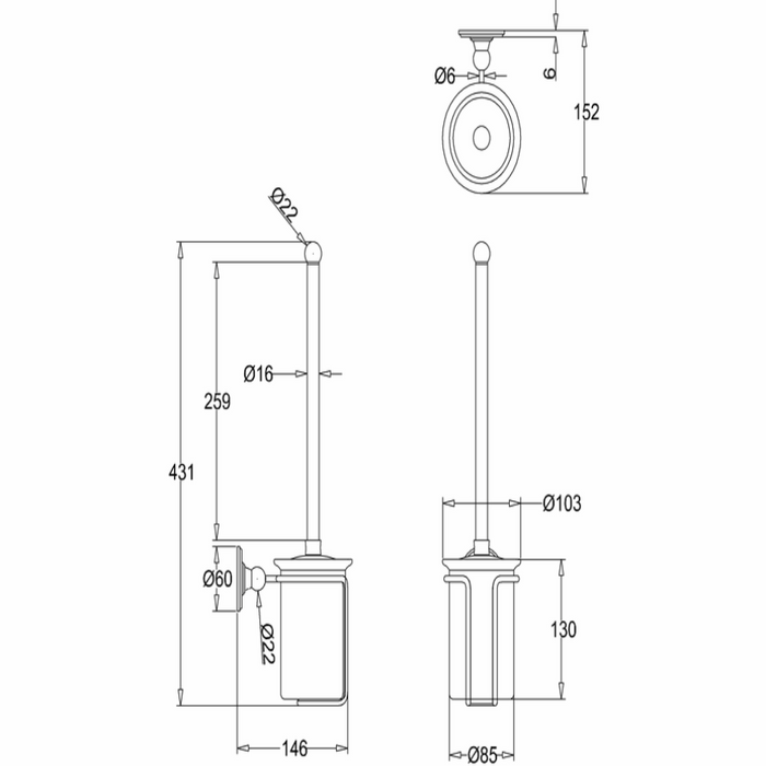 Burlington Traditional Toilet Brush and Holder - Holders