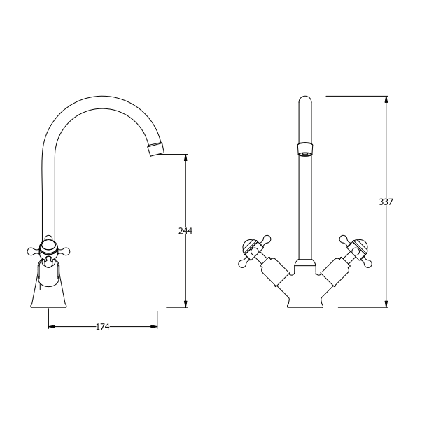 Crosswater Belgravia Cruciform Deck Mounted Kitchen Mixer