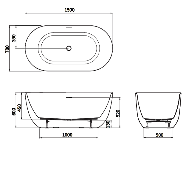 Crosswater Carne Freestanding Bath With Overflow And Waste