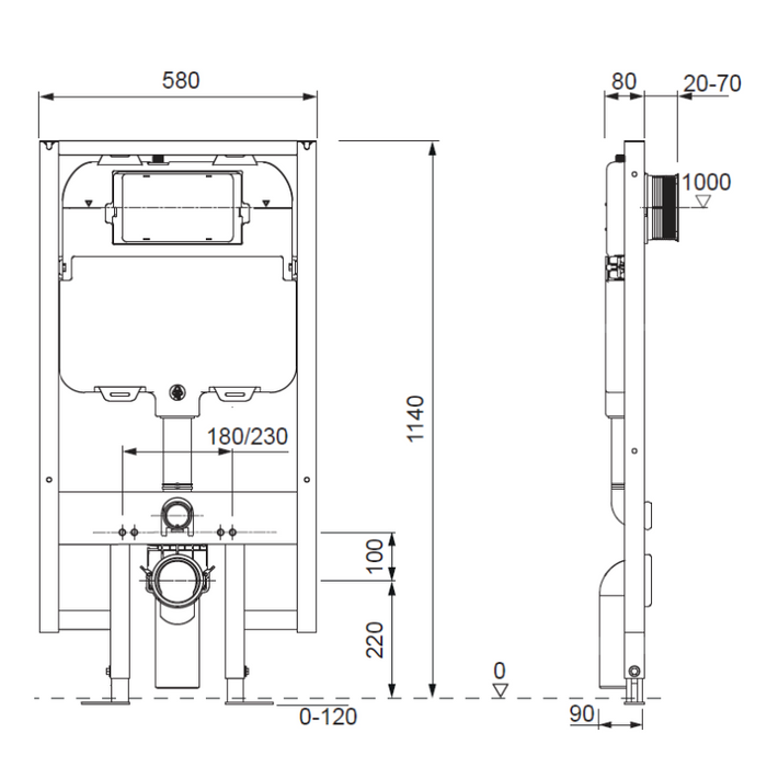 Crosswater Slim Wall Hung Concealed Cistern Frame - Toilet