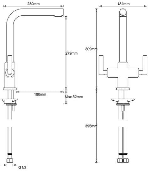 Crosswater Svelte Dual Lever Kitchen Mixer Tap Chrome - Taps