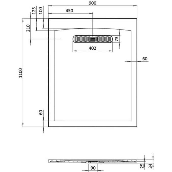 Crosswater Vito Rectangular Shower Tray - White