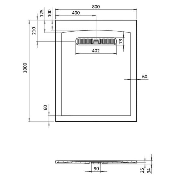 Crosswater Vito Rectangular Shower Tray - White