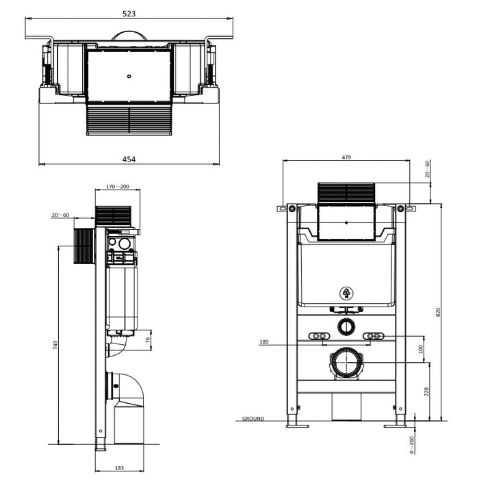 Crosswater Wall Hung Toilet Frame with Concealed Cistern