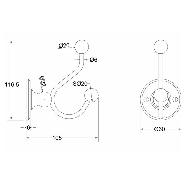 Burlington Traditional Double Robe Hook