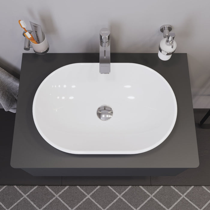 Duravit D-Neo 600 Oval Countertop Basin - Gloss White