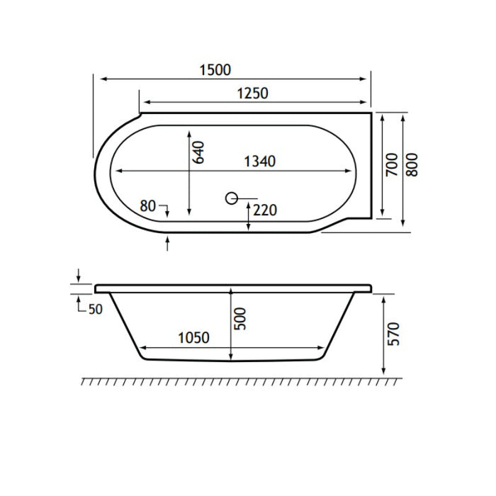 Eastbrook Advantage Deep Double Ended Bath - 1500mm X 800mm