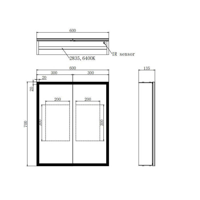 Eastbrook Cassio 2 Door Illuminated Mirror Cabinet