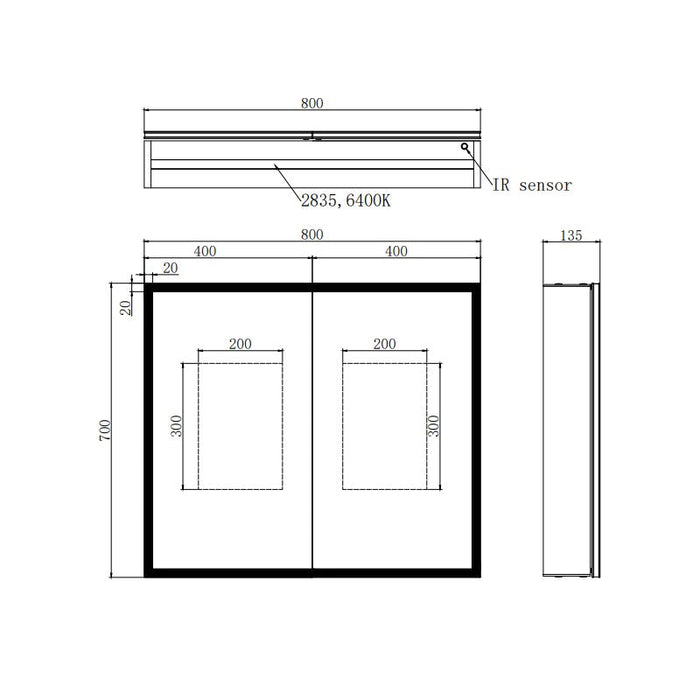 Eastbrook Cassio 2 Door Illuminated Mirror Cabinet