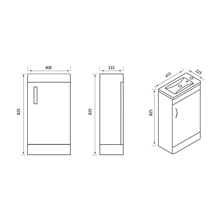Eastbrook Cavone 1 Door Cloakroom Floorstanding Vanity Unit
