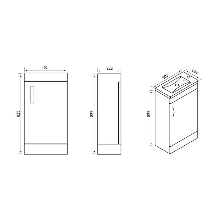 Eastbrook Cavone 1 Door Cloakroom Floorstanding Vanity Unit