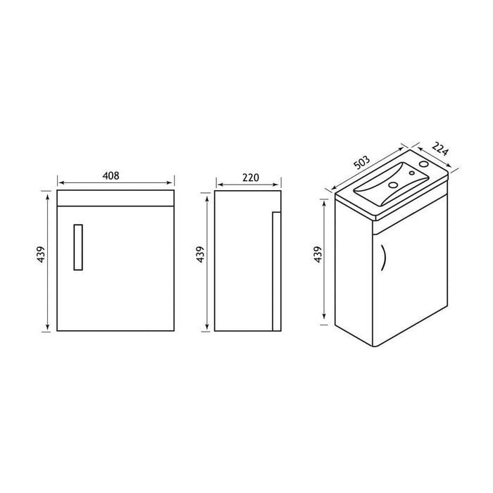 Eastbrook Cavone 1 Door Cloakroom Wall Hung Vanity Unit