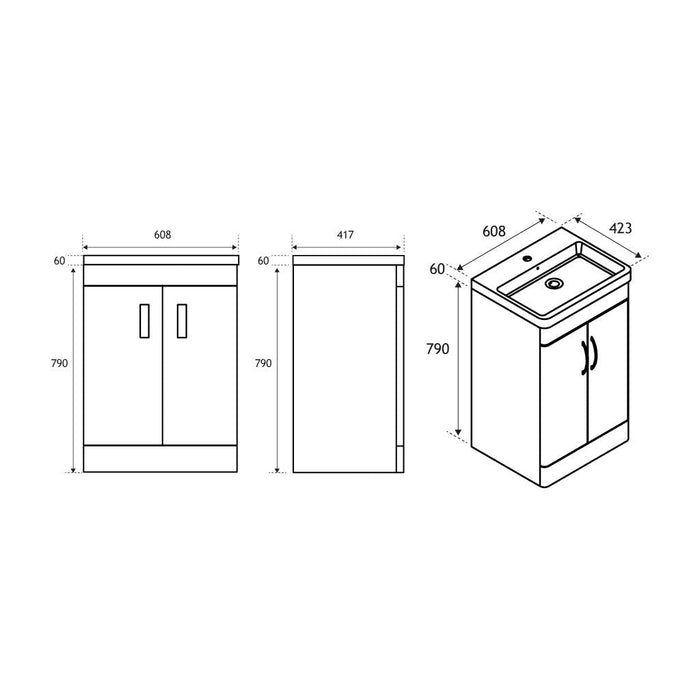 Eastbrook Cavone 2 Door Floorstanding Vanity Unit