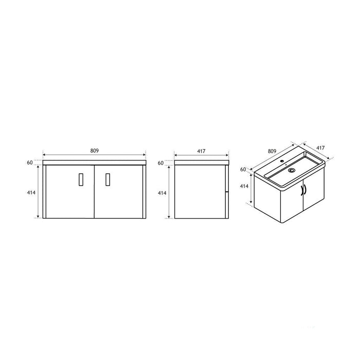 Eastbrook Cavone 2 Door Wall Hung Vanity Unit With Basin
