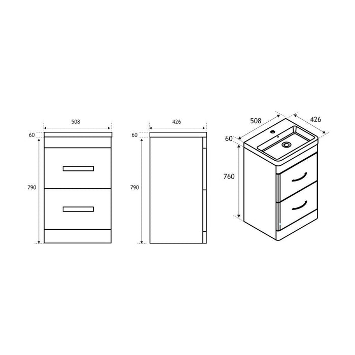 Eastbrook Cavone 2 Drawer Floorstanding Vanity Unit