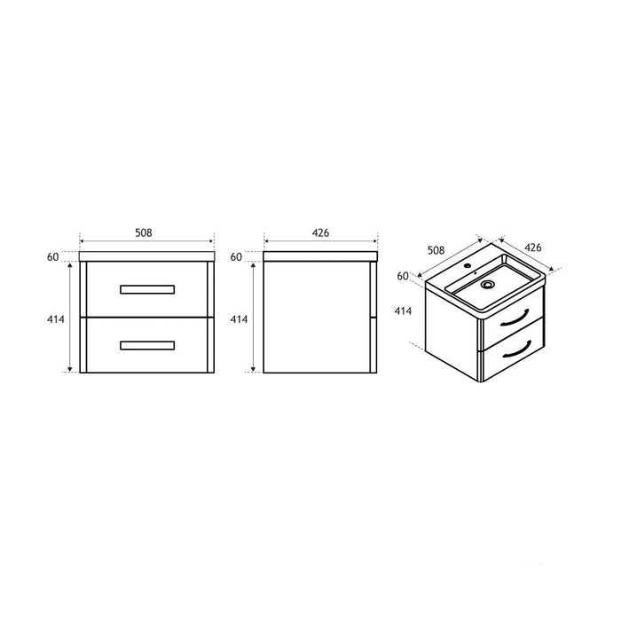Eastbrook Cavone 2 Drawer Wall Hung Vanity Unit With Basin