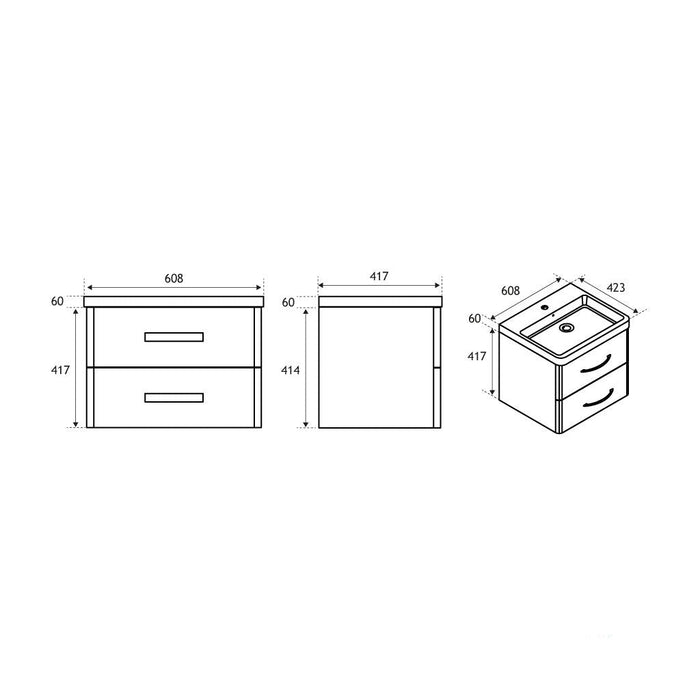 Eastbrook Cavone 2 Drawer Wall Hung Vanity Unit With Basin