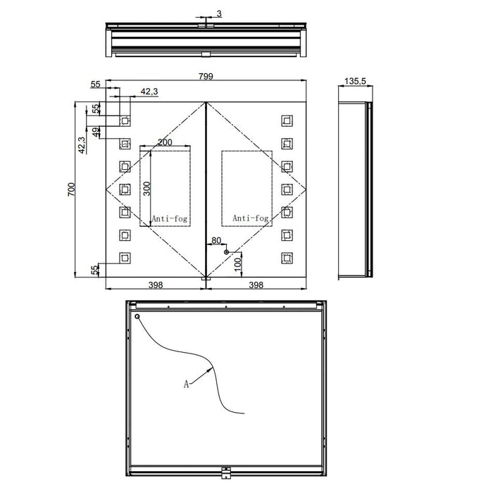 Eastbrook Chiana 2 Door LED Illuminated Mirror Cabinet