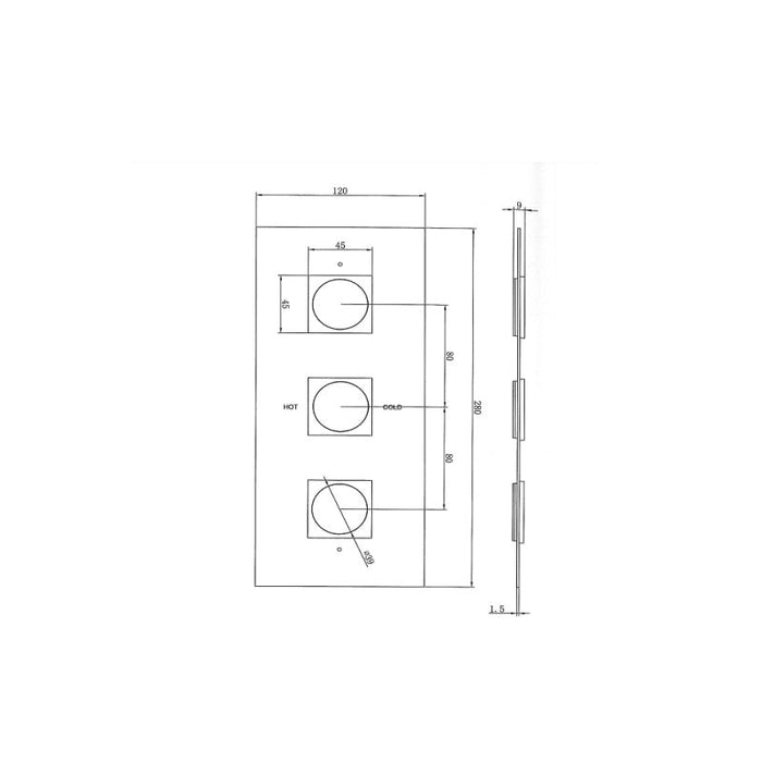 Eastbrook Concealed Square Triple Control Shower Valve
