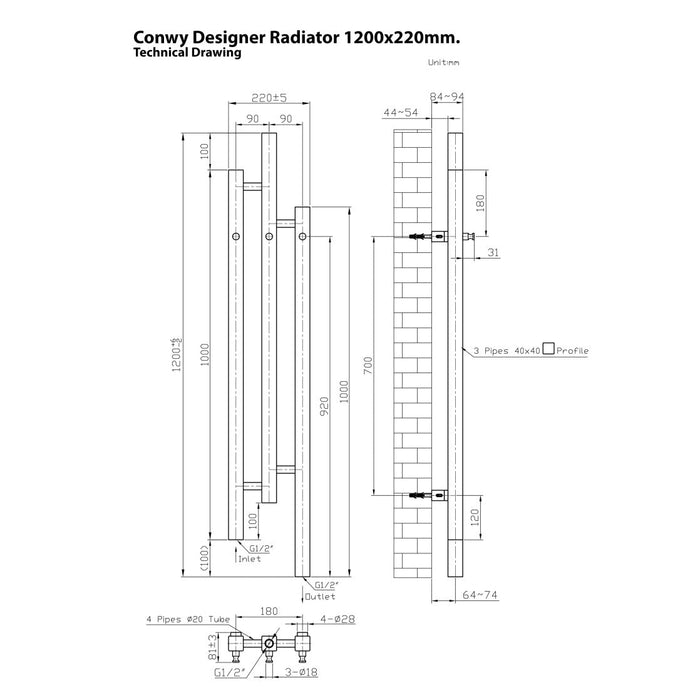 Eastbrook Conwy Designer Radiator - Radiators