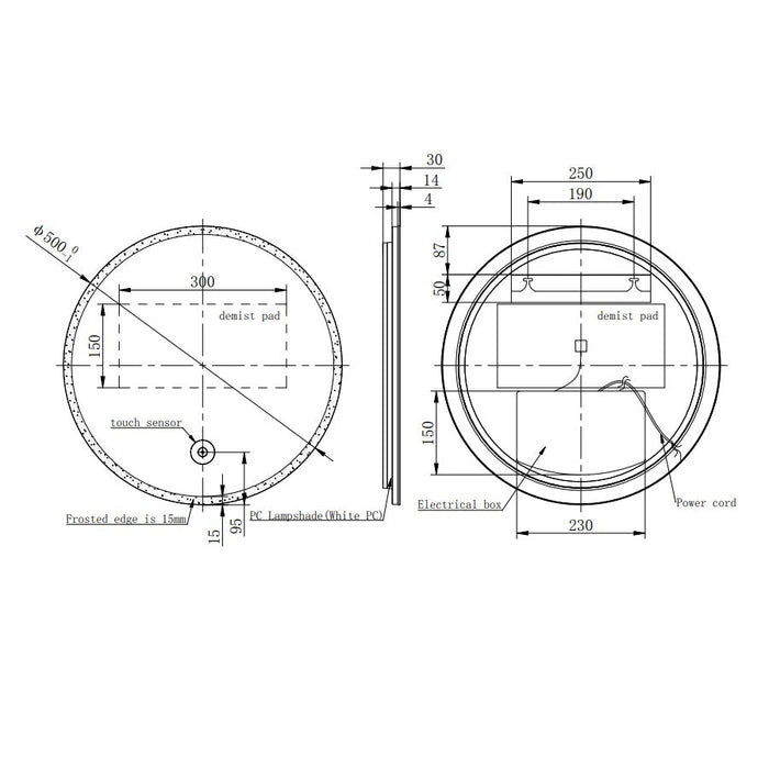 Eastbrook Conza Round Illuminated Mirror - Illuminated