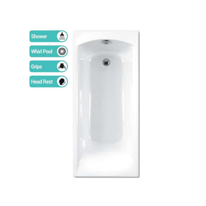 Eastbrook Delta Carronite Single Ended Bath - No TH - White