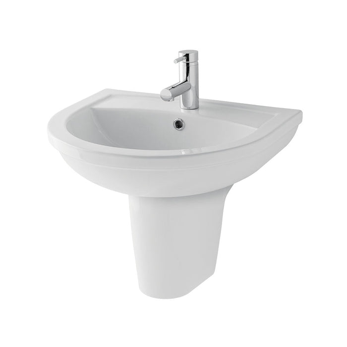 Eastbrook Dura Basin With Semi Pedestal - White - 450mm / 1