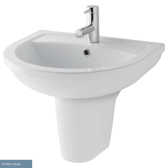 Eastbrook Dura Basin With Semi Pedestal - White - 500mm / 1