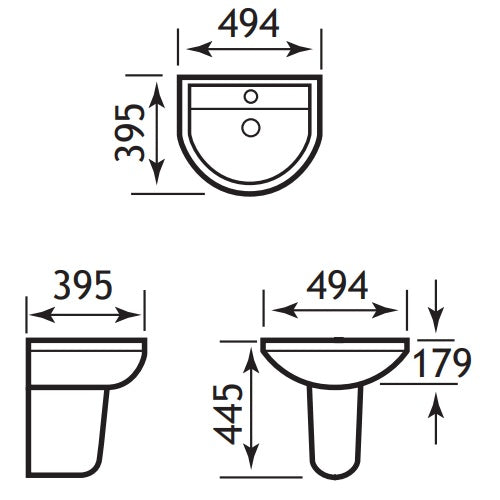 Eastbrook Dura Basin With Semi Pedestal - White - Semi