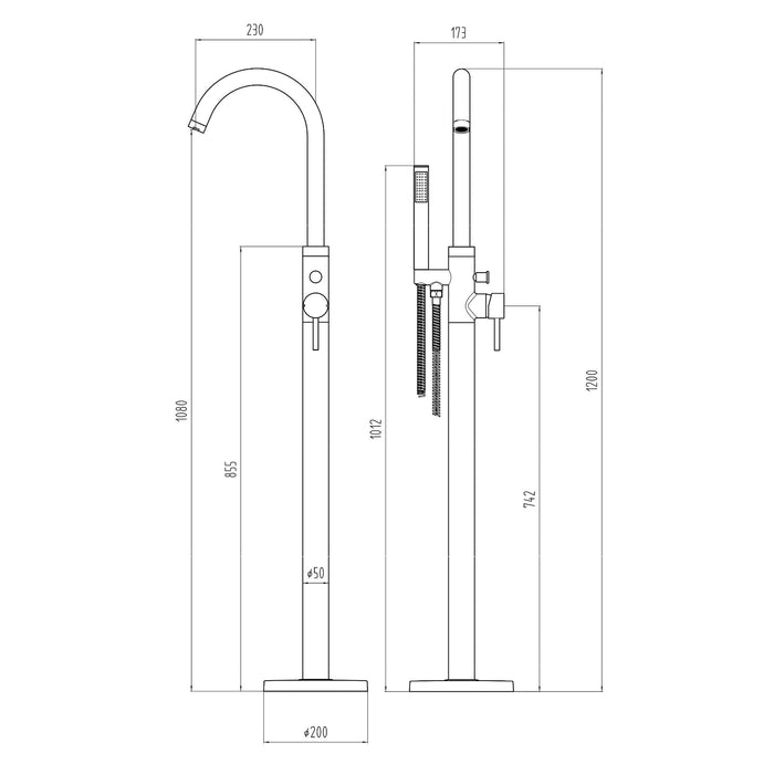 Eastbrook Floorstanding Manual Mono Bath Shower Mixer Tap