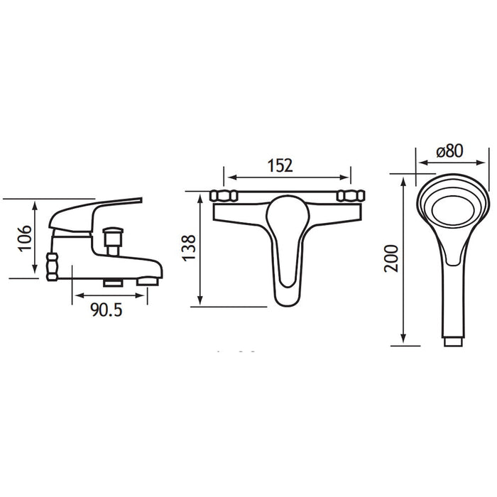 Eastbrook Isbourne Bath Shower Mixer Tap With Handset