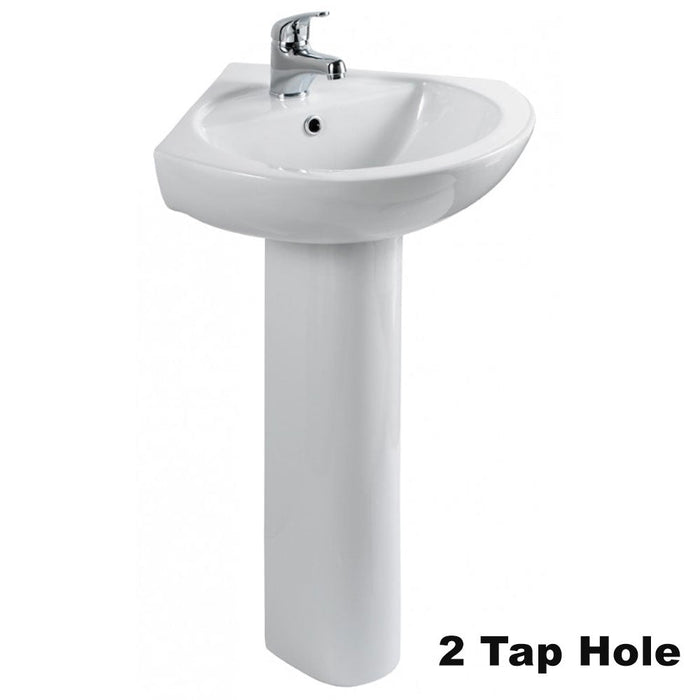 Eastbrook Loire Corner Basin With Full Pedestal - 560mm