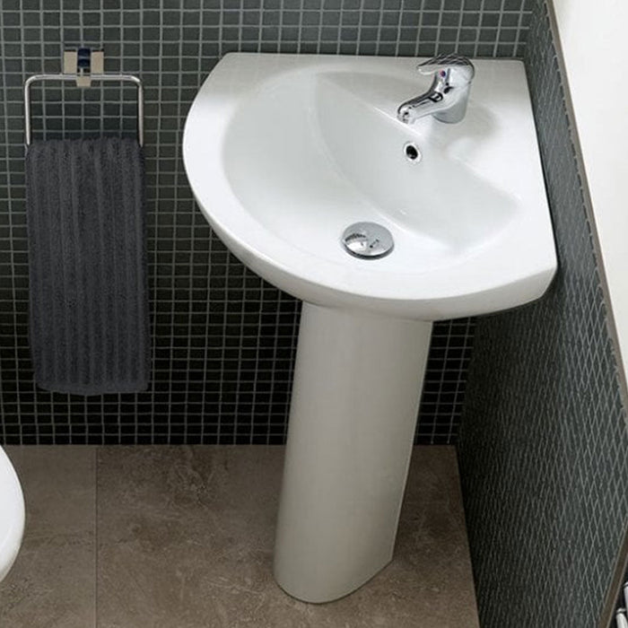 Eastbrook Loire Corner Basin With Full Pedestal - 560mm