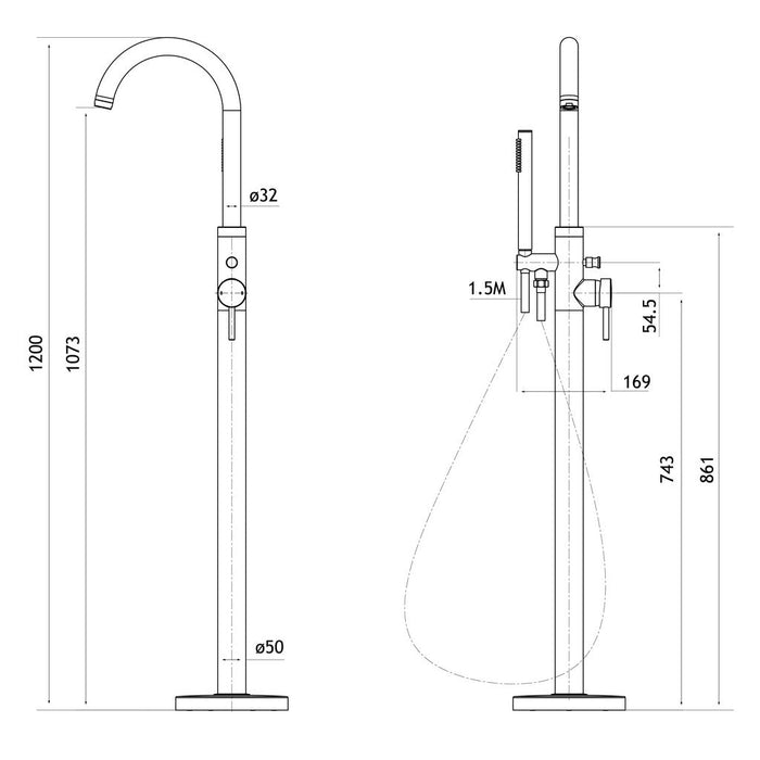 Eastbrook Meriden Single Lever Freestanding Bath Shower